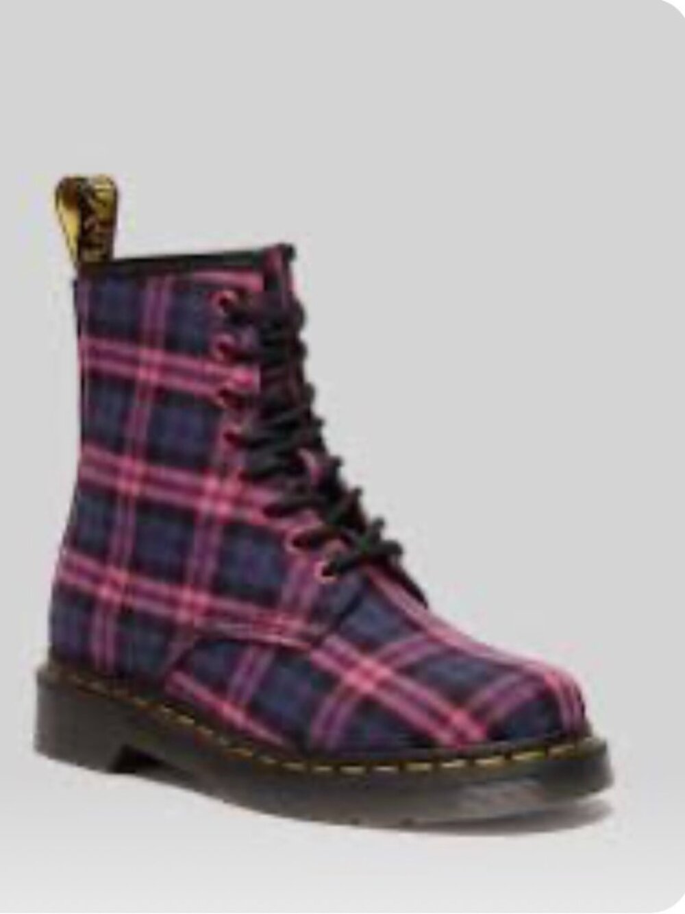 DR. MARTENS 1460 TARTAN PINK MULTI BOOTS - SZ 8